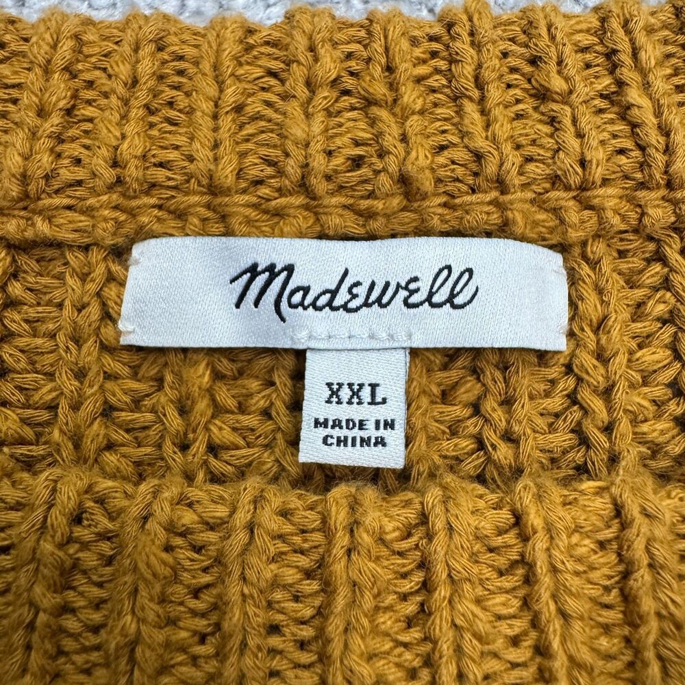 Madewell Chunky Ribbed Knit Balloon Sleeve Sweater Womens 2XL Brown Cotton - Picture 5 of 11